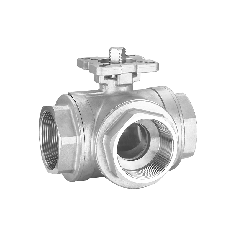 3-Way 304/316 Stainless Steel L/T Port Platform Ball Valve With Mounting Pad
