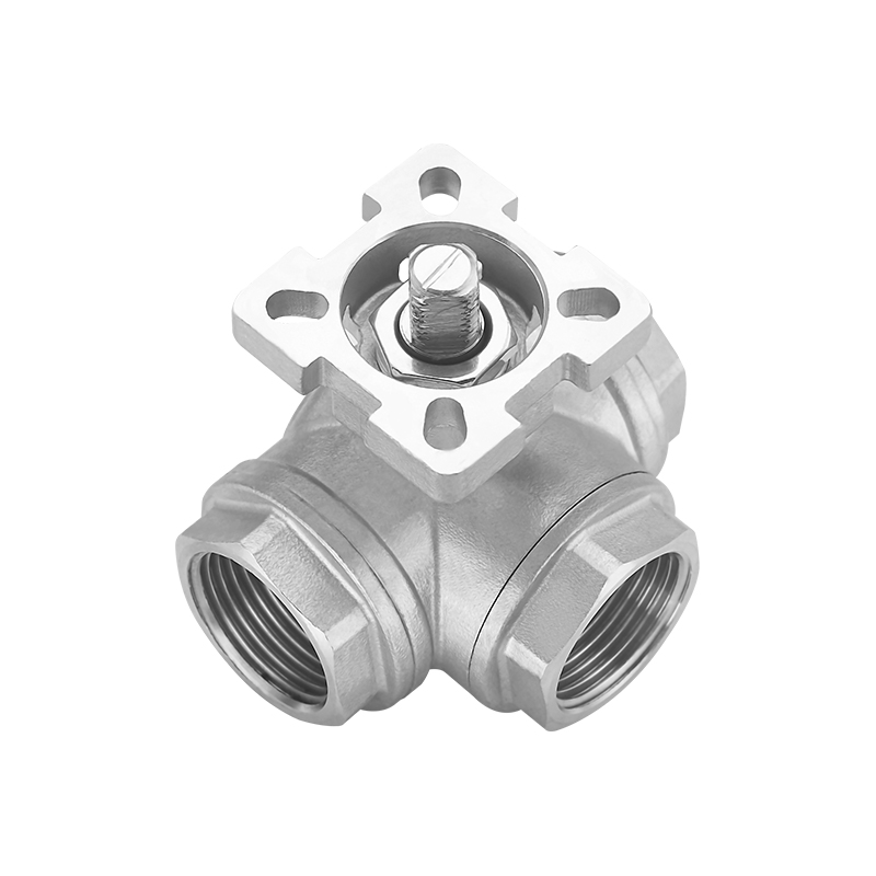 3-Way 304/316 Stainless Steel L/T Port Platform Ball Valve With Mounting Pad